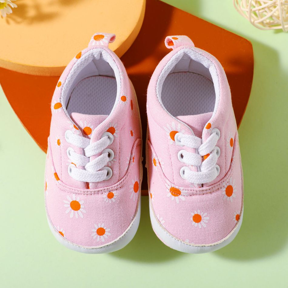 Baby / Toddler Daisy Pattern Lace-up Prewalker Shoes Pink big image 1