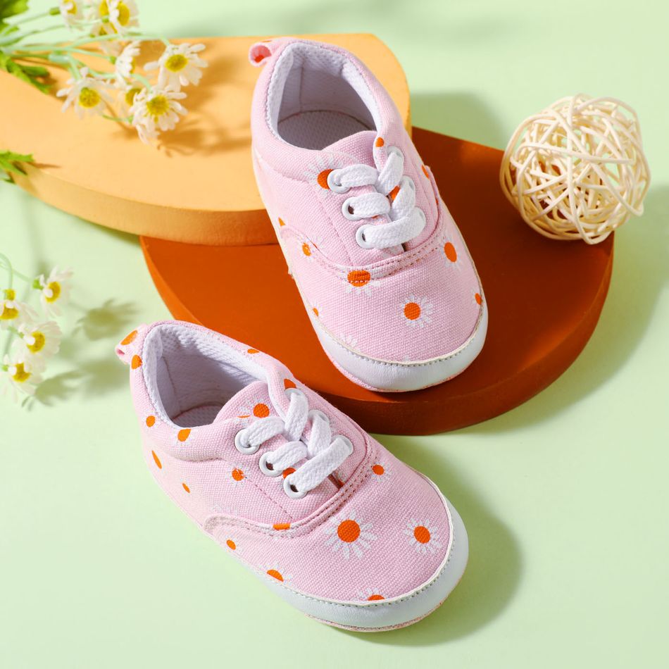Baby / Toddler Daisy Pattern Lace-up Prewalker Shoes Pink big image 4