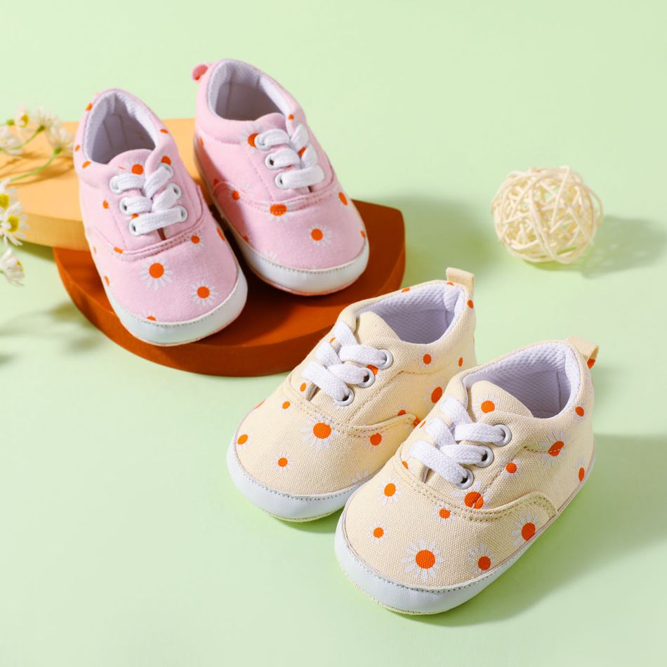 Baby / Toddler Daisy Pattern Lace-up Prewalker Shoes Pink big image 2
