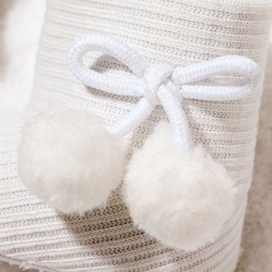 Baby / Toddler Girl Knitted Bowknot Fluff Ball Fleece-lining Prewalker Shoes White big image 5