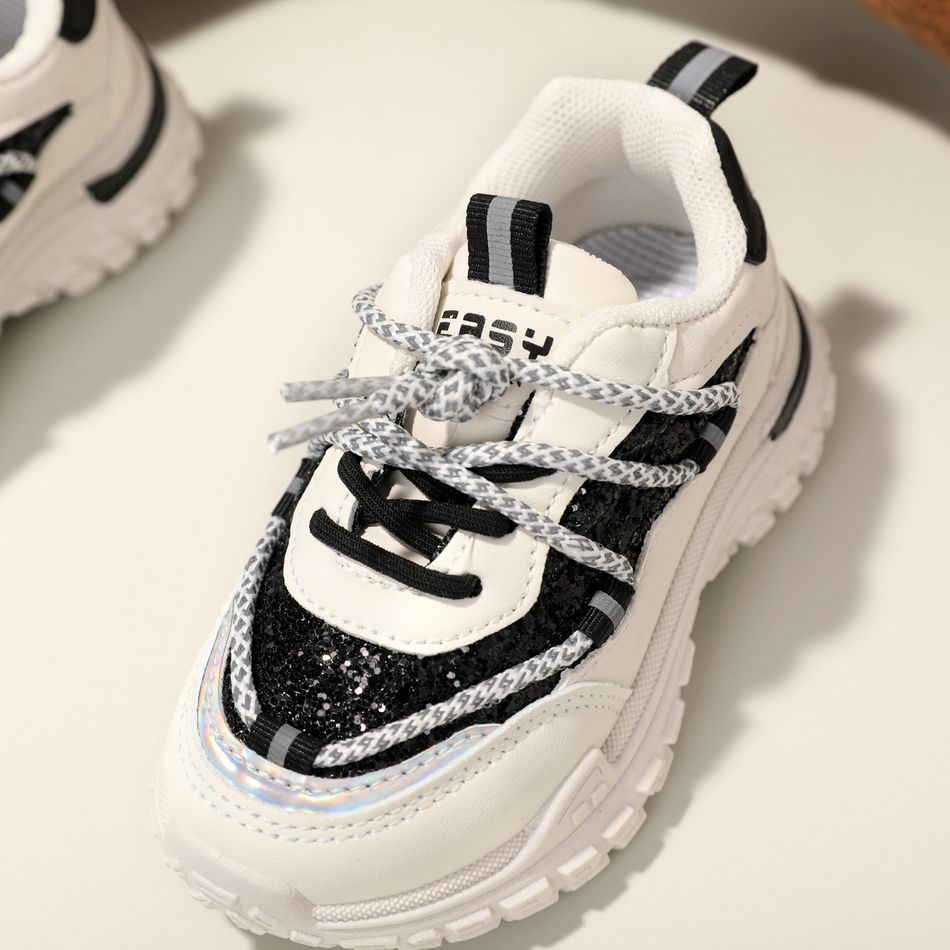 Toddler / Kid Sequin Decor Fashion Chunky Sneakers Black big image 4