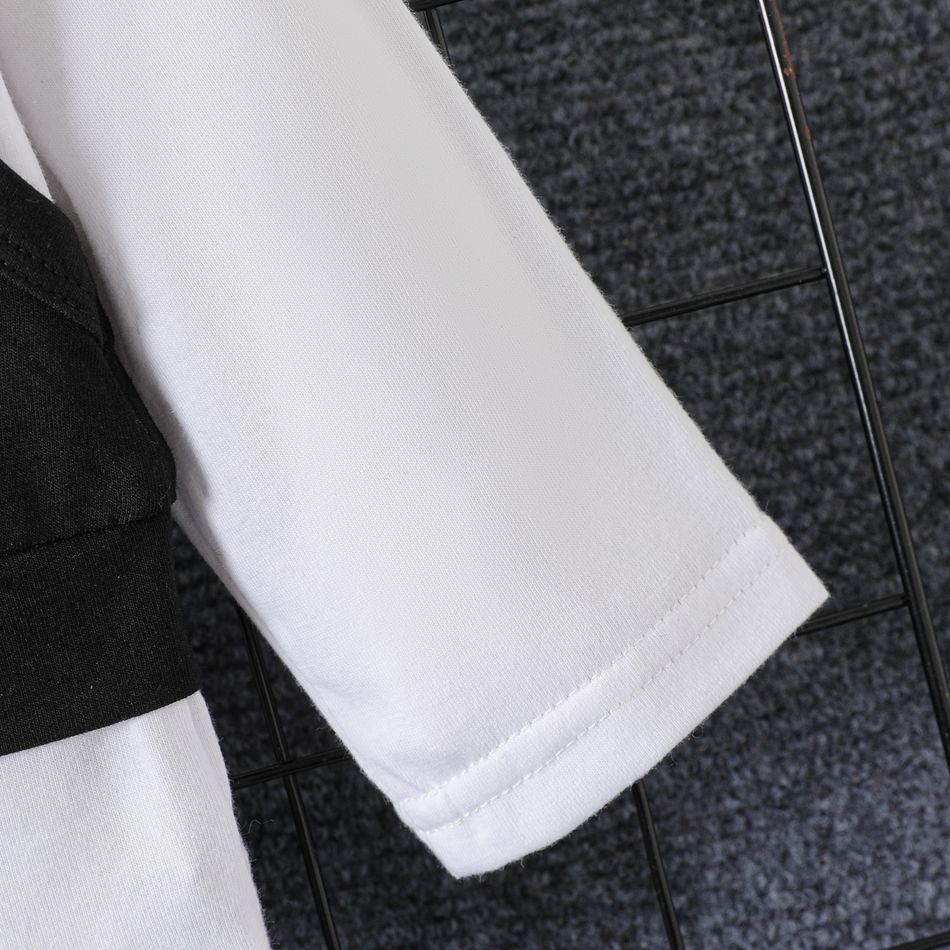 100% Cotton 2pcs Baby Boy Long-sleeve Faux-two Tee and Letter Design Sweatpants Set Black big image 4