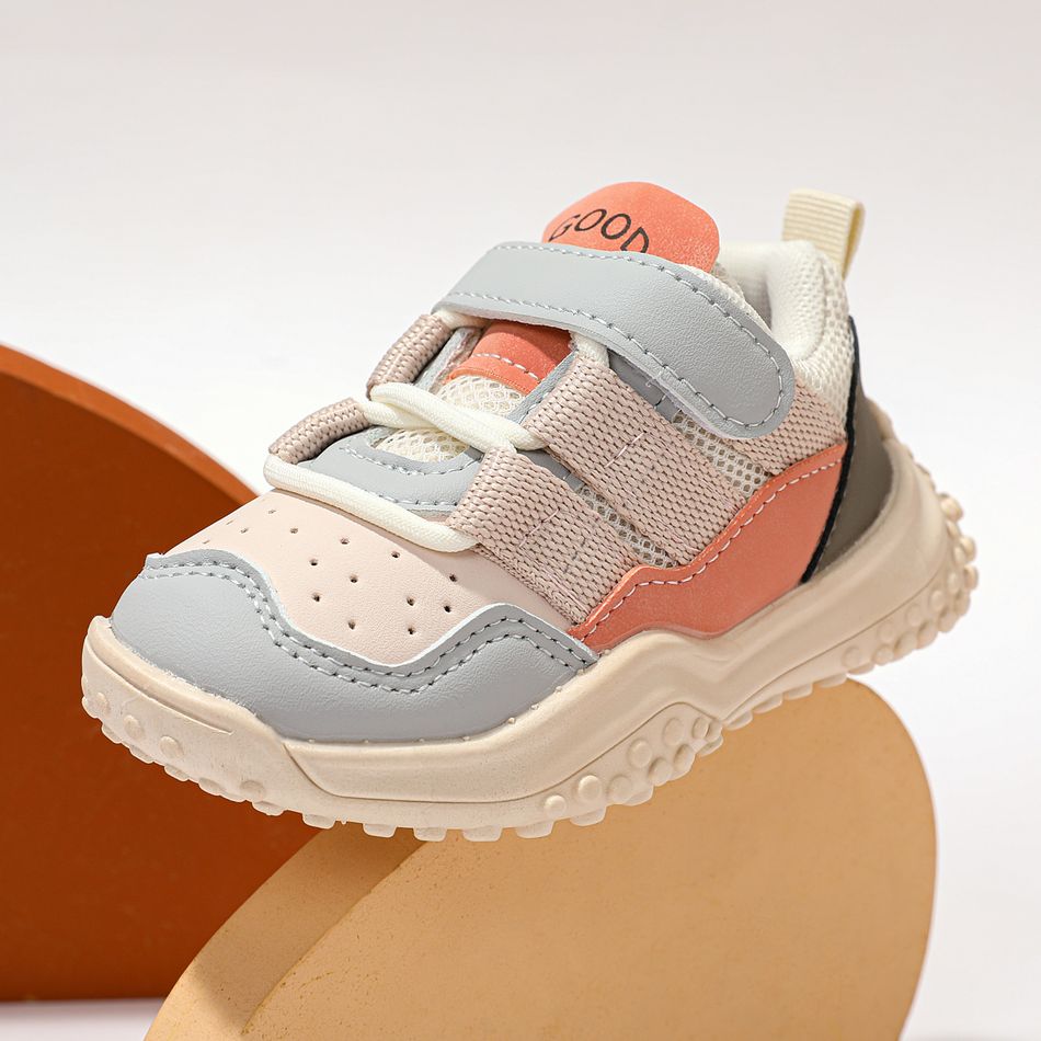 Toddler Fashion Colorblock Soft Sole Chunky Sneakers Pink big image 2