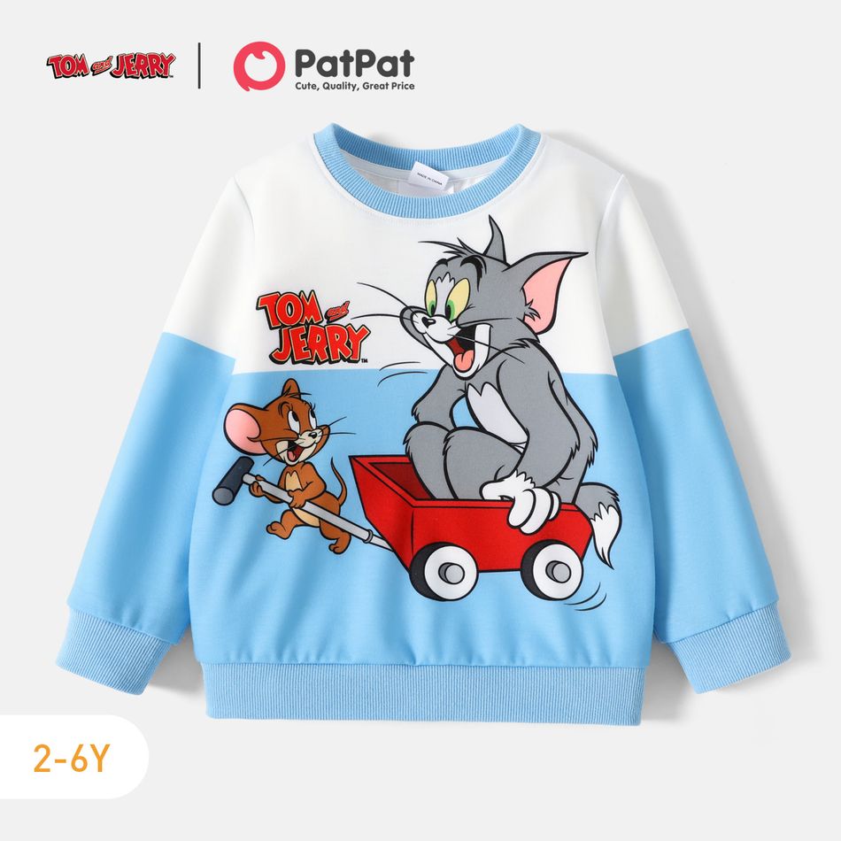 Tom and Jerry Toddler Boy Colorblock Pullover Sweatshirt Blue big image 1