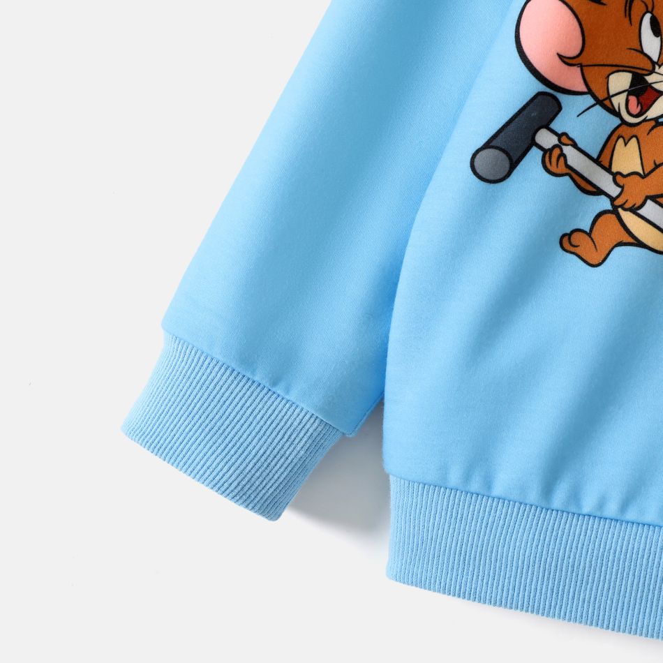 Tom and Jerry Toddler Boy Colorblock Pullover Sweatshirt Blue big image 5