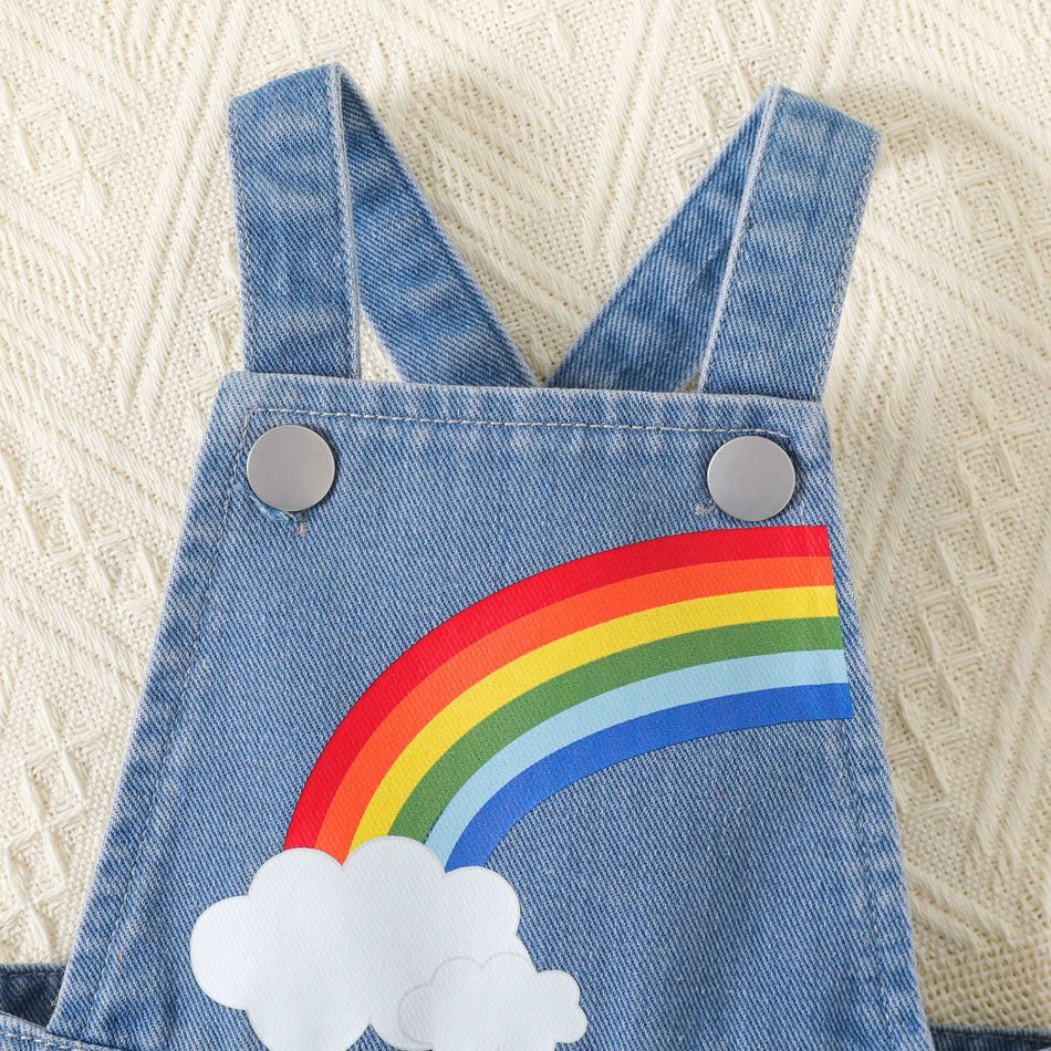 Baby Boy/Girl Rainbow Print Denim Overalls Blue