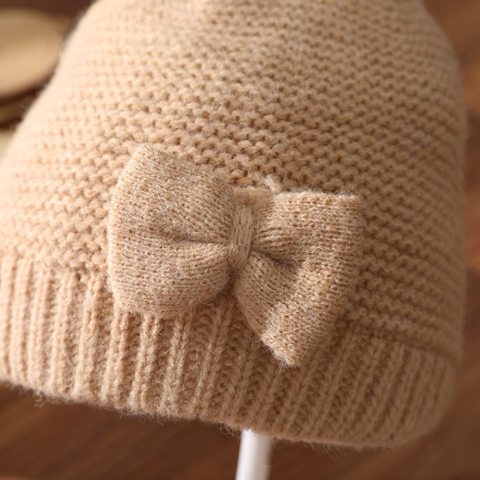 Conjunto de gorro e cachecol infinito para decoração com laço para bebê/criança Cor de Caqui big image 4