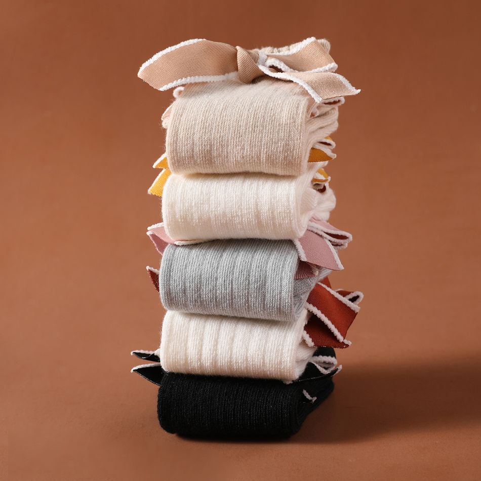 5 pares de decoração de laço de bebê sobre conjunto de meias de joelho Multicolorido big image 3