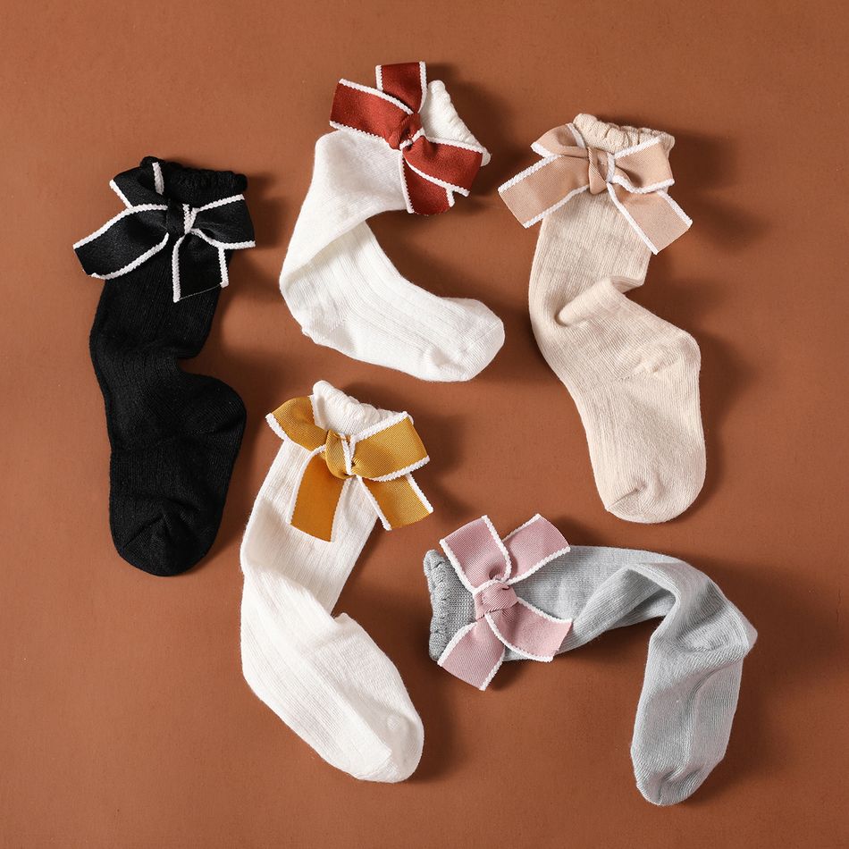 5 pares de decoração de laço de bebê sobre conjunto de meias de joelho Multicolorido big image 4