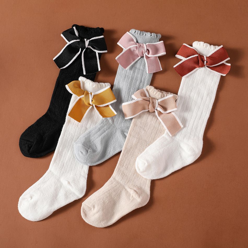 5 pares de decoração de laço de bebê sobre conjunto de meias de joelho Multicolorido big image 2