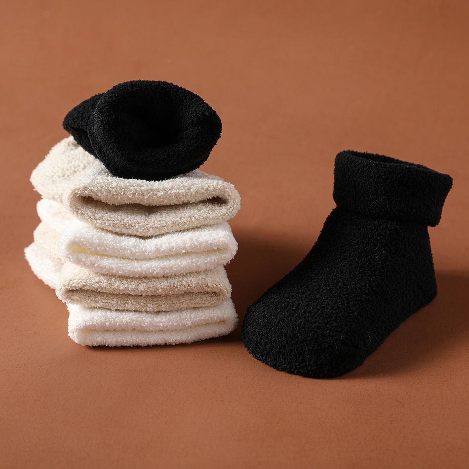 3-pairs Baby Solid Coral Fleece Socks Set Multi-color big image 2