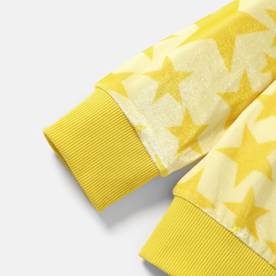 Looney Tunes Kid Girl/Boy Star Print Velvet Pullover Sweatshirt Pale Yellow big image 6
