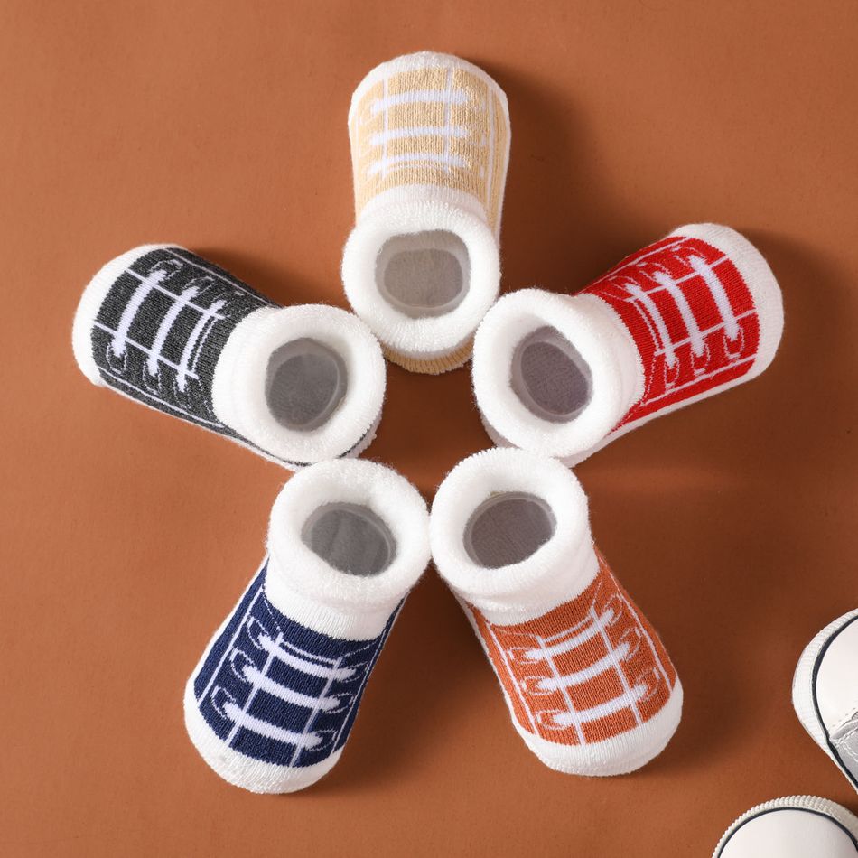 5 أزواج من أحذية الأطفال مجموعة الجوارب الرسومية متعدد الألوان