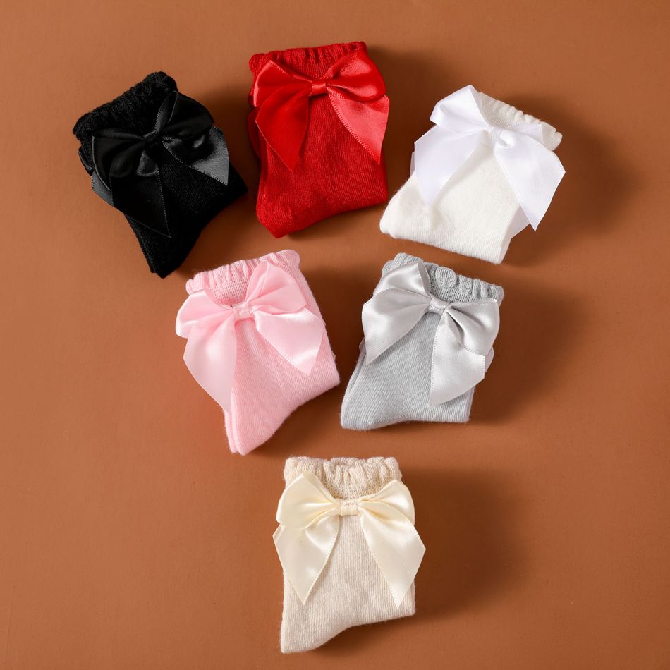6-pairs Baby Solid Bow Decor Socks Set Multi-color big image 3
