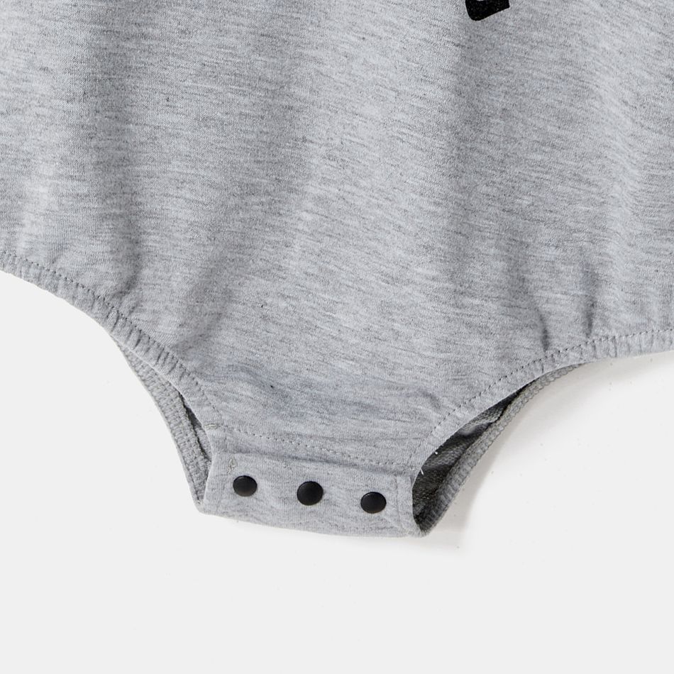 Mommy and Me Letter Print Grey Long-sleeve Hoodie Dress Grey big image 9