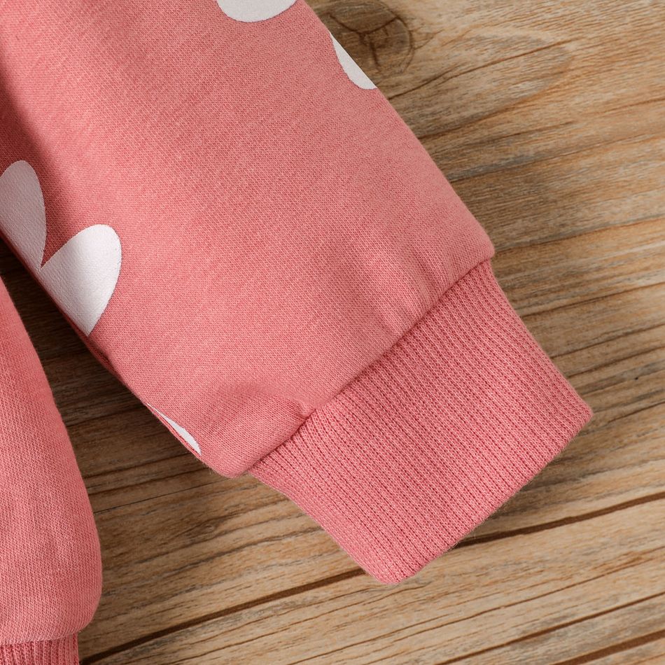 2pcs Baby Girl Allover Floral Print Long-sleeve Sweatshirt and Sweatpants Set Peach big image 3