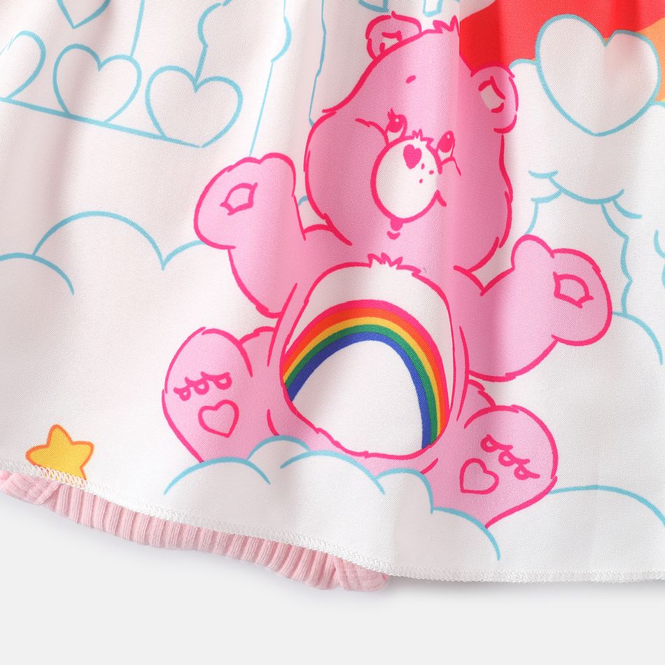 Care Bears Baby Girl Ribbed Ruffle Long-sleeve Spliced Bear Print Romper Pink big image 5