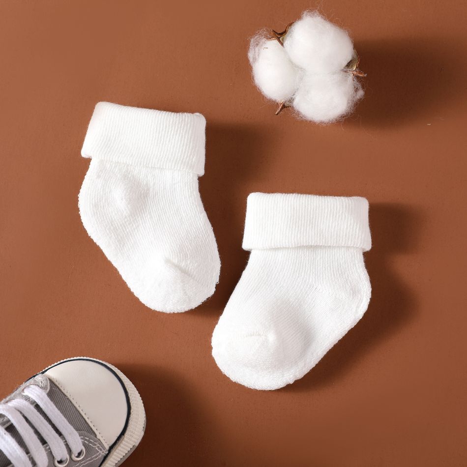 5-pairs Baby Minimalist White Cuffed Socks Set White big image 3