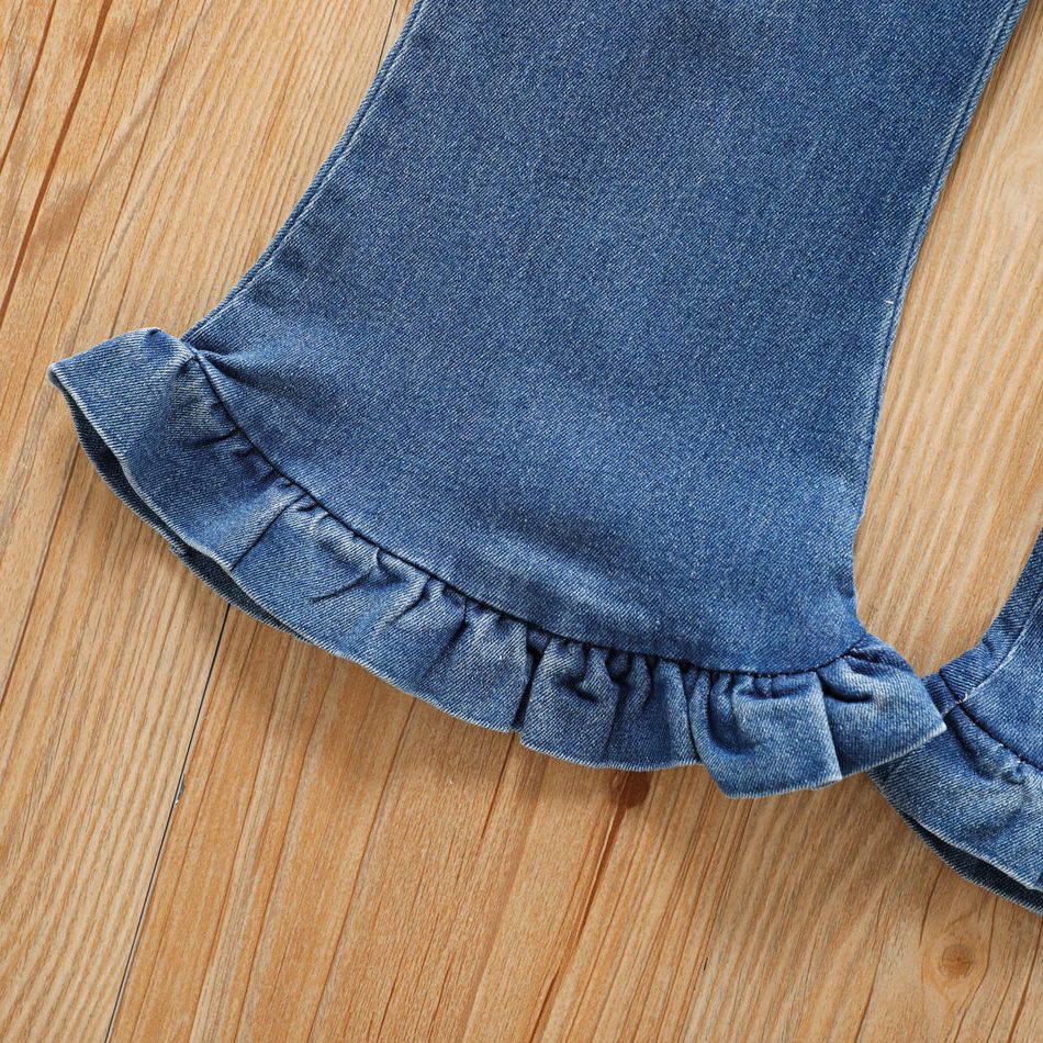 Toddler Girl Trendy Denim Ruffled Flared Jeans Blue big image 4