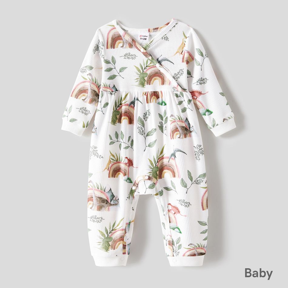 Family Matching Colorblock Floral Print Spliced Long-sleeve Waffle Tops Color block big image 9