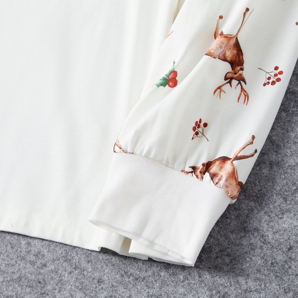Christmas Family Matching Reindeer & Letter Print Long-sleeve Naia Pajamas Sets (Flame Resistant) White big image 6