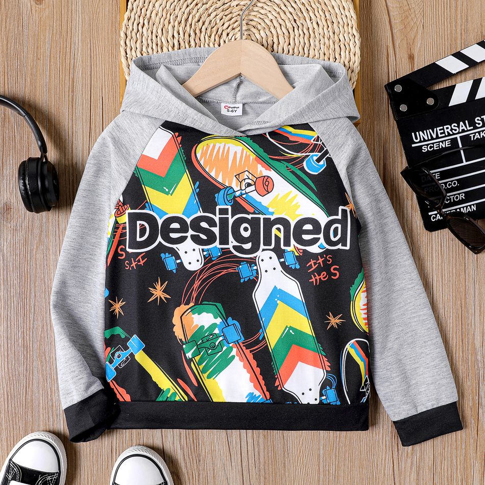 Kid Boy Painting Print Raglan Sleeve Hoodie Sweatshirt Multi-color big image 1