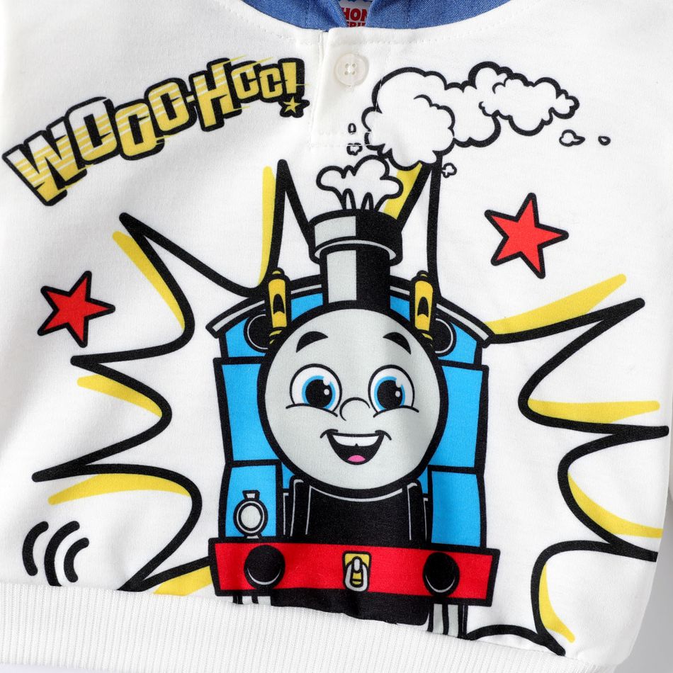Thomas & Friends Baby Boy Print Graphic Long-sleeve Color Contrast Hoodie White big image 5