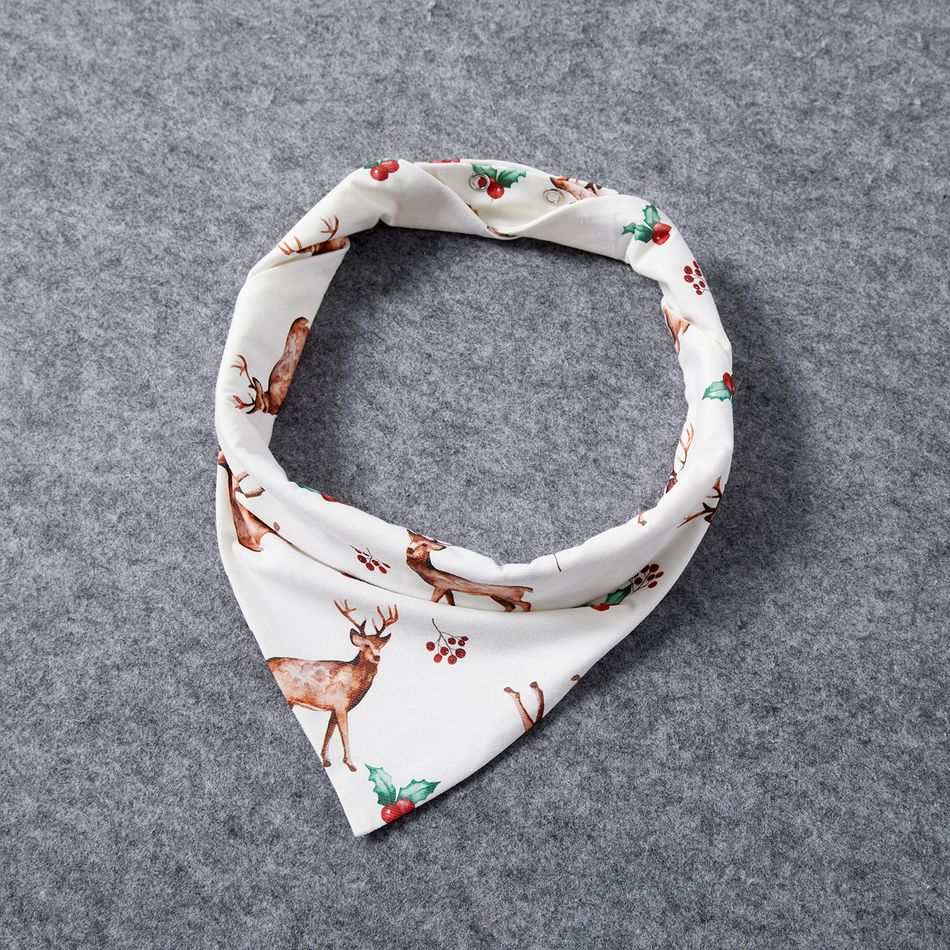 Christmas Family Matching Reindeer & Letter Print Long-sleeve Naia Pajamas Sets (Flame Resistant) White big image 12