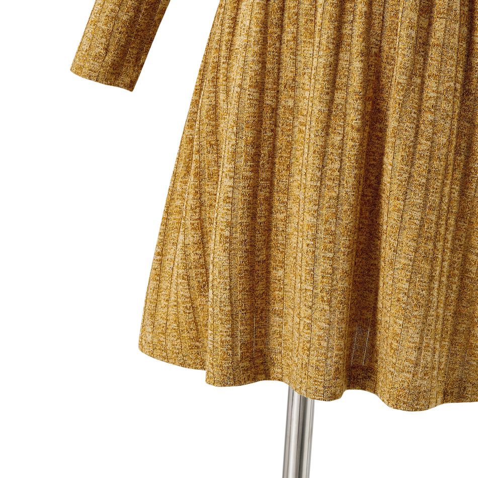 Mommy and Me Solid Rib Knit Long-sleeve Tulip Hem Bodycon/A-line Dresses DarkOrange big image 8
