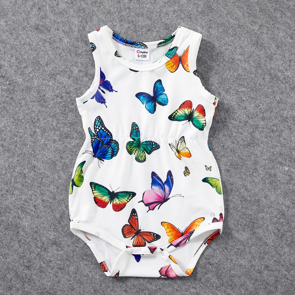 Family Matching Allover Butterfly Print Twist Knot Bodycon Dresses and Short-sleeve T-shirts Sets Multi-color big image 8