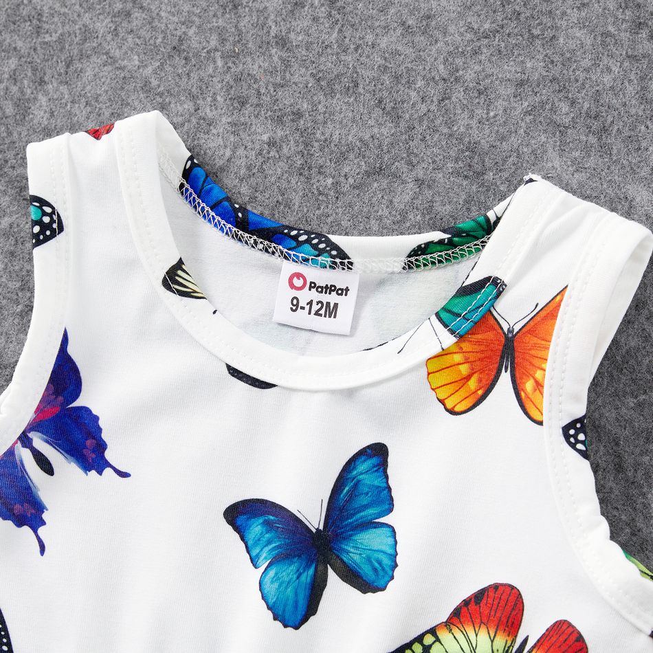 Family Matching Allover Butterfly Print Twist Knot Bodycon Dresses and Short-sleeve T-shirts Sets Multi-color big image 9