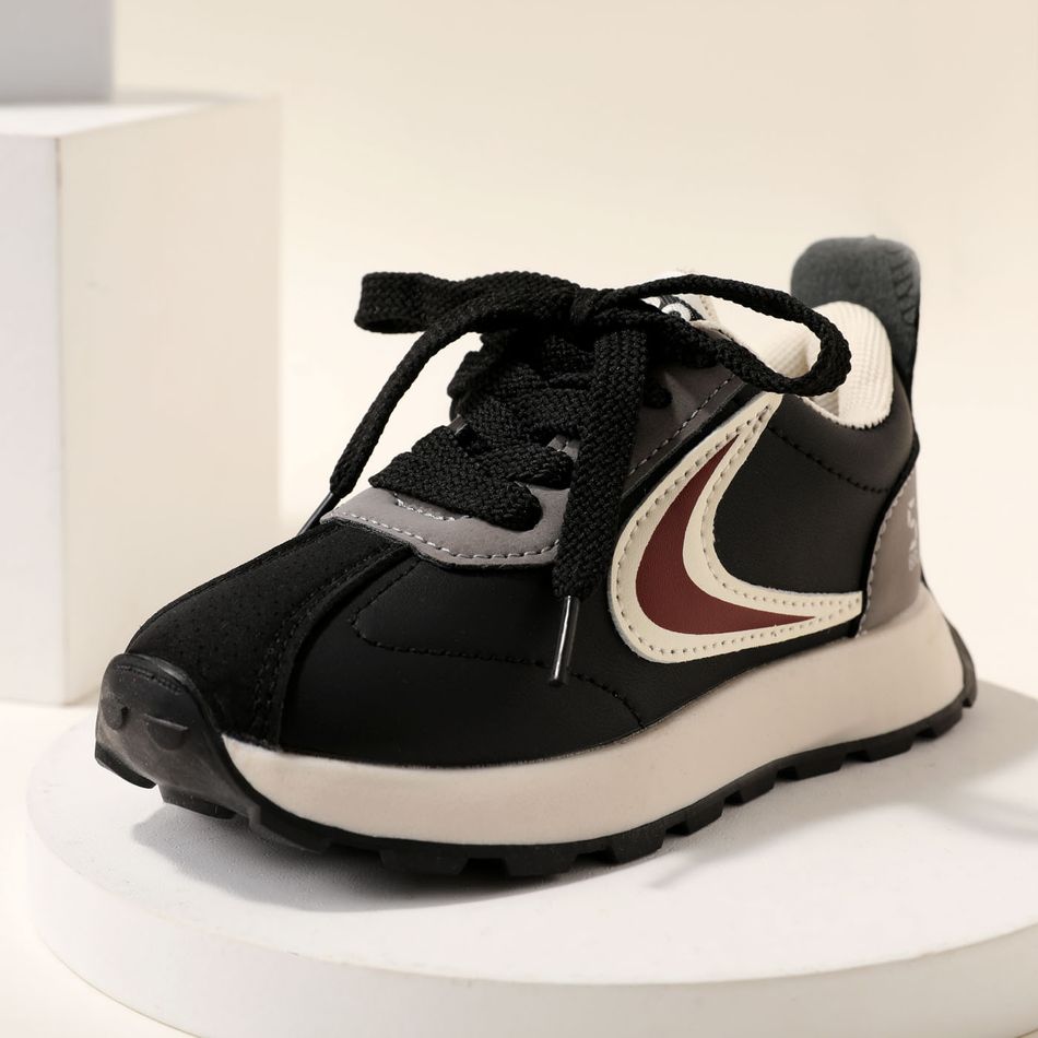 Toddler / Kid Lace Front Black Casual Shoes Black big image 3