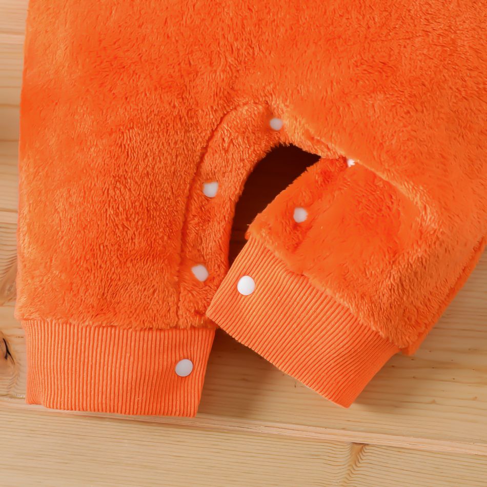 Baby Boy/Girl 3D Fox Ears Hooded Long-sleeve Fuzzy Jumpsuit Orange