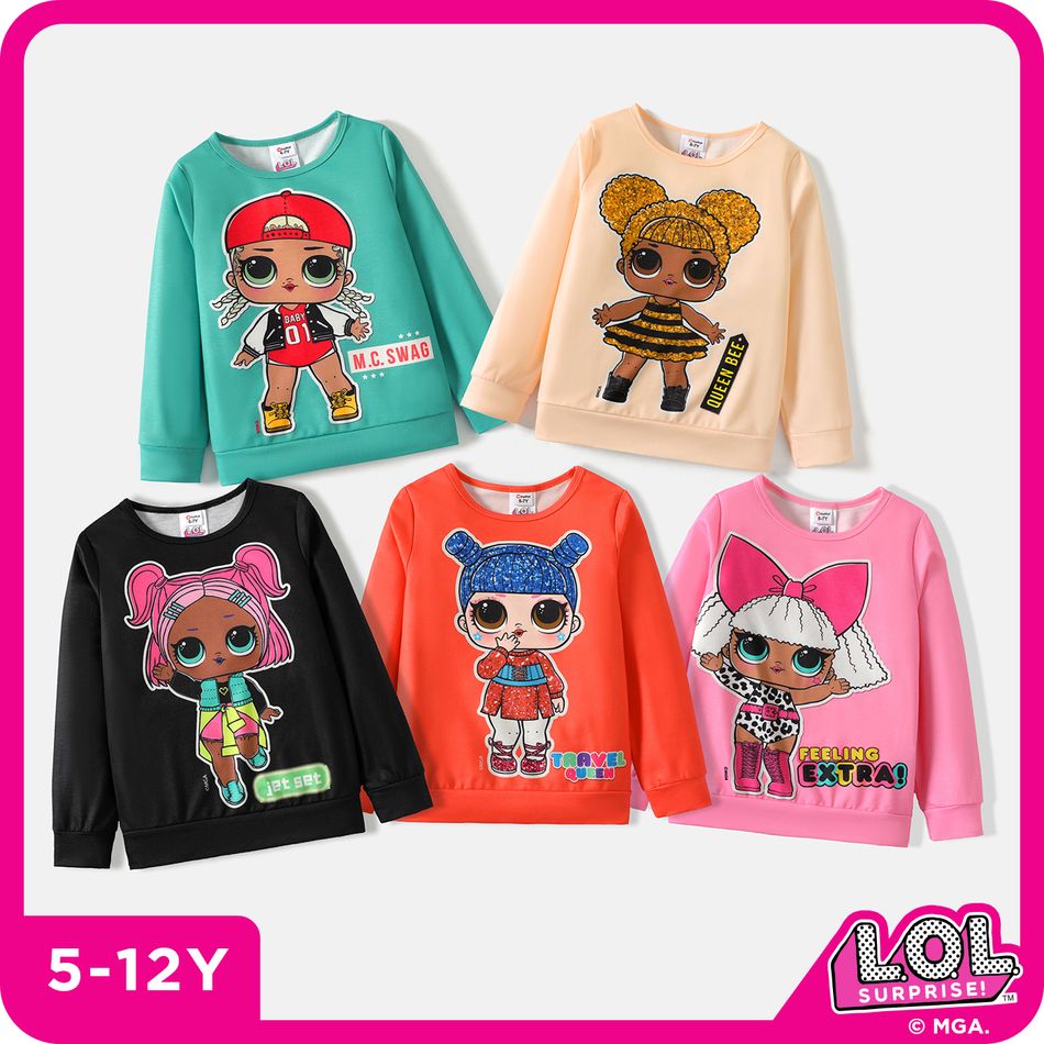 L.O.L. SURPRISE! Kid Girl Letter Characters Print Pullover Sweatshirt PINK