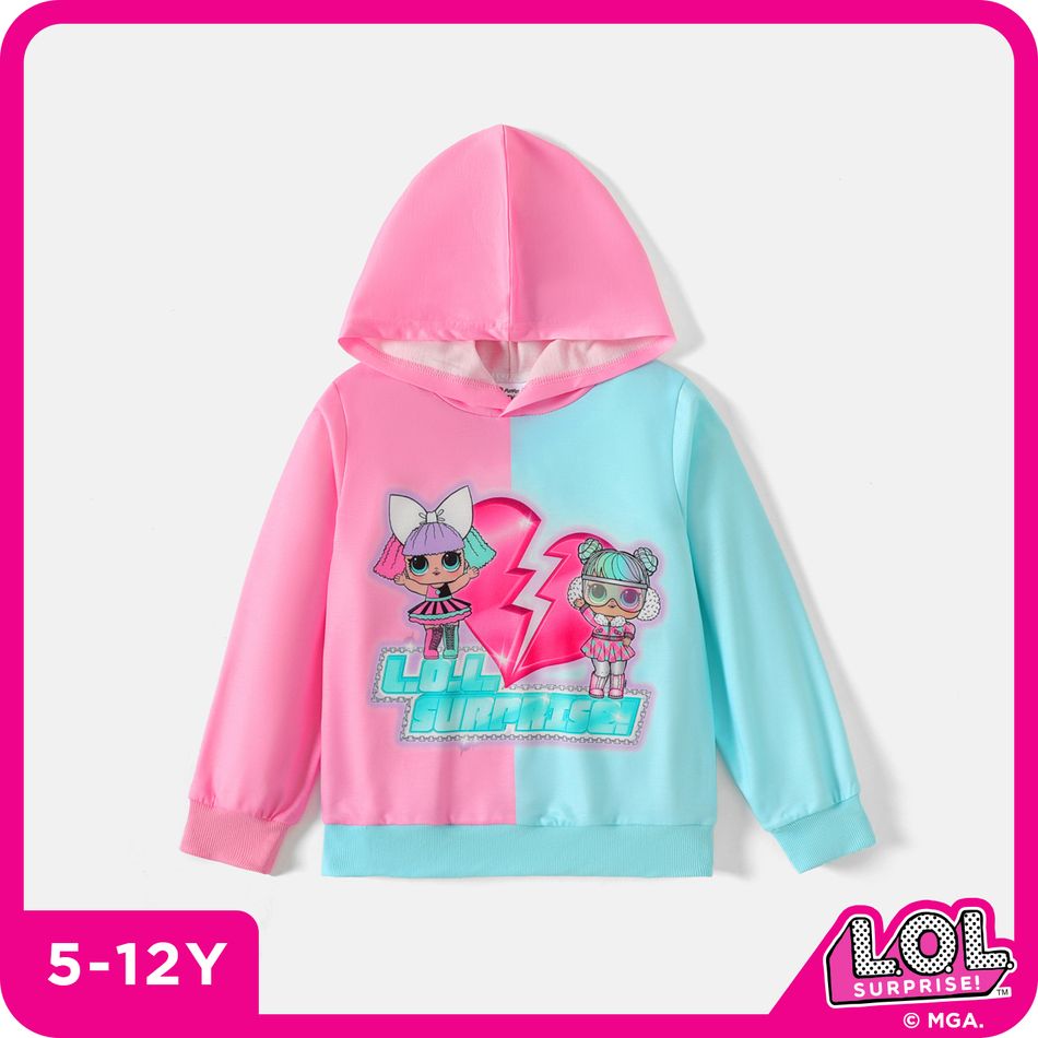 L.O.L. SURPRISE! Kid Girl Colorblock Characters Print Hoodie Sweatshirt Multi-color