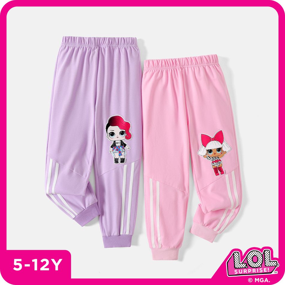 L.O.L. SURPRISE! Kid Girl Striped Characters Print Elasticized Cotton Pants Pink big image 6