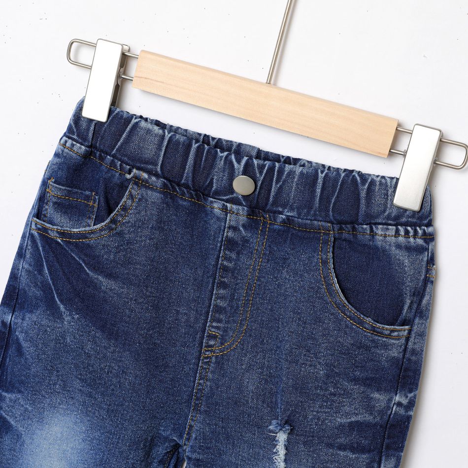 Kid Boy Casual Elasticized Cotton Ripped Denim Jeans DENIMBLUE big image 3