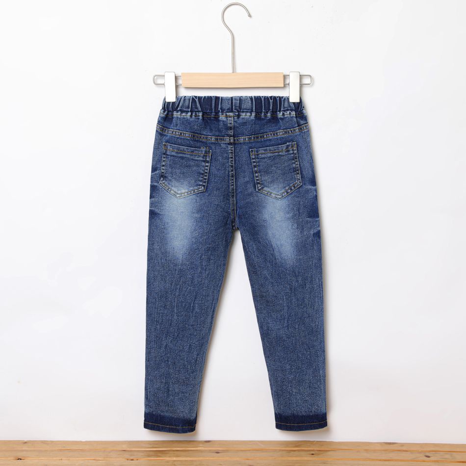 Kid Boy Casual Elasticized Cotton Ripped Denim Jeans DENIMBLUE big image 2
