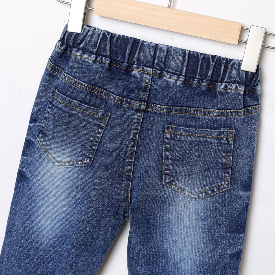 Kid Boy Casual Elasticized Cotton Ripped Denim Jeans DENIMBLUE
