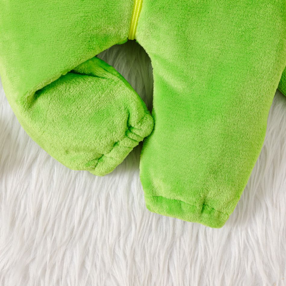 Baby Dinosaur Design 3D Hooded Fluffy Long-sleeve Jumpsuit Green big image 5