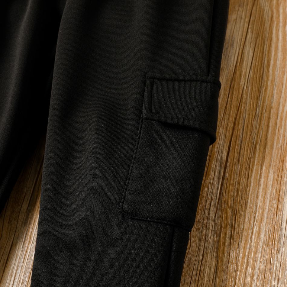 Toddler Boy Trendy Pocket Design Elasticized Black Cargo Pants Black big image 4
