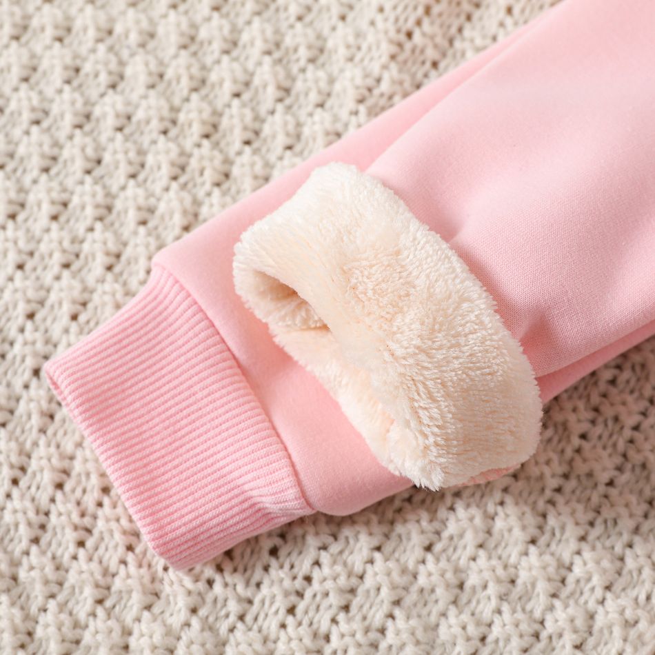 Baby Boy/Girl Thermal Fleece Lined Solid Long-sleeve Zipper Hoodie Pink big image 5