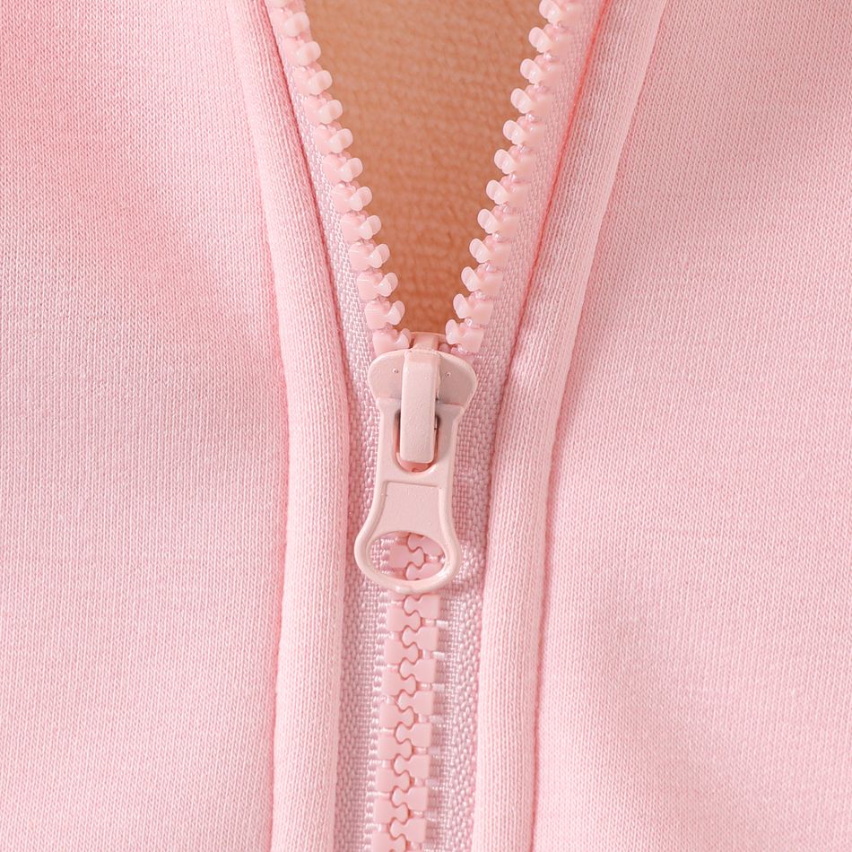 Baby Boy/Girl Thermal Fleece Lined Solid Long-sleeve Zipper Hoodie Pink