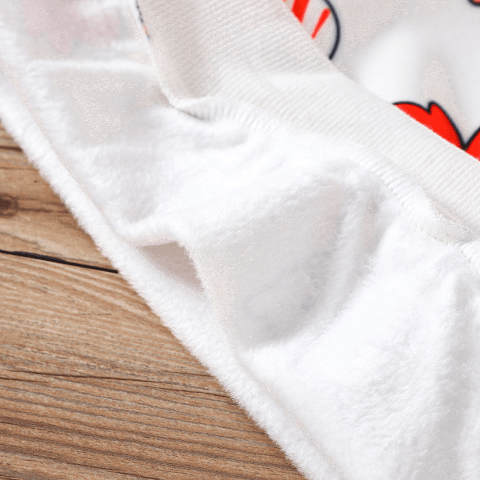 2pcs Baby Boy/Girl Allover Animal Print Long-sleeve Fleece Lined Sweatshirt and Sweatpants Set White big image 5