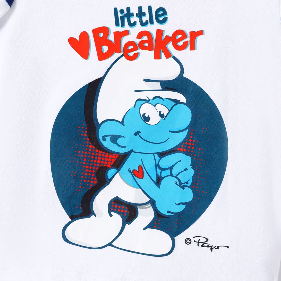 The Smurfs 2pcs Baby Boy/Girl 95% Cotton Short-sleeve Graphic Tee and Striped Shorts Set Tibetanblue big image 4