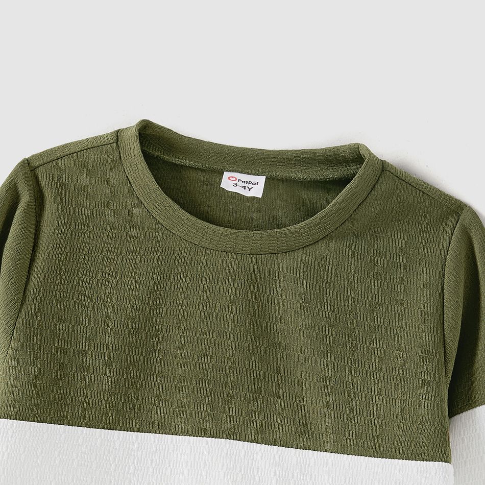 Family Matching Long-sleeve Heart & Letter Print Rib Knit Dresses and Colorblock Sweatshirts Sets Army green big image 8