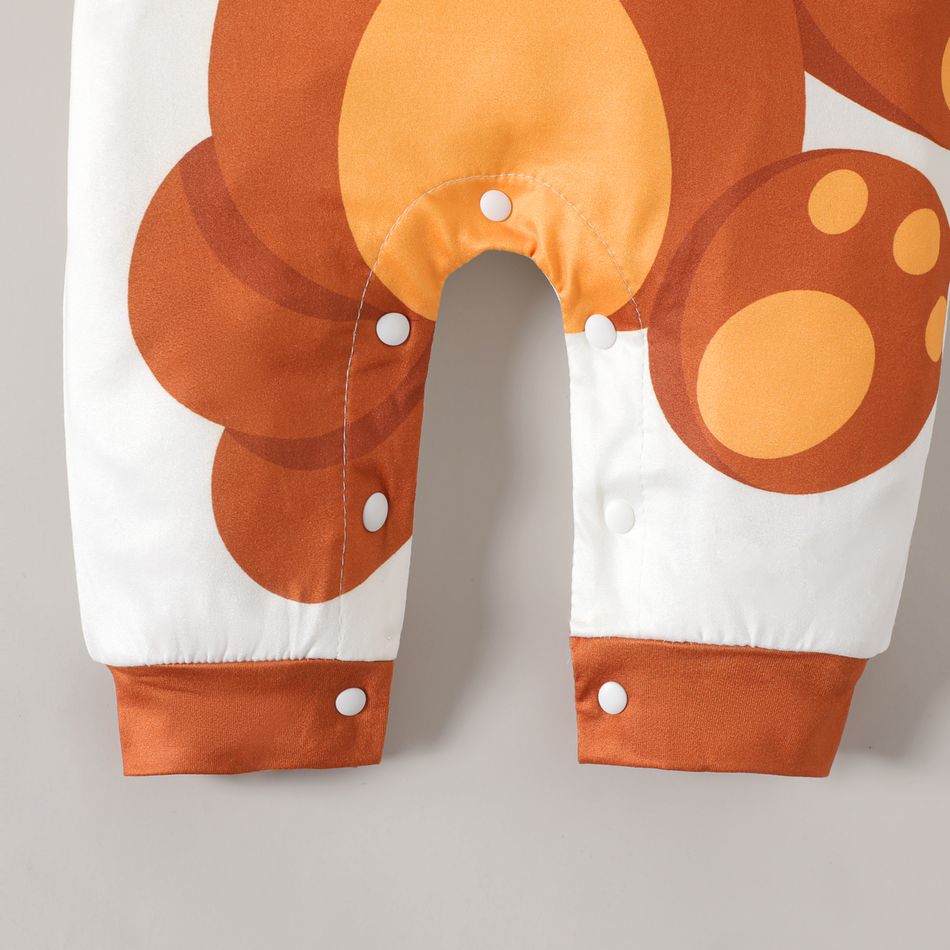 Baby Boy/Girl Animal Print Long-sleeve Jumpsuit Brown big image 5