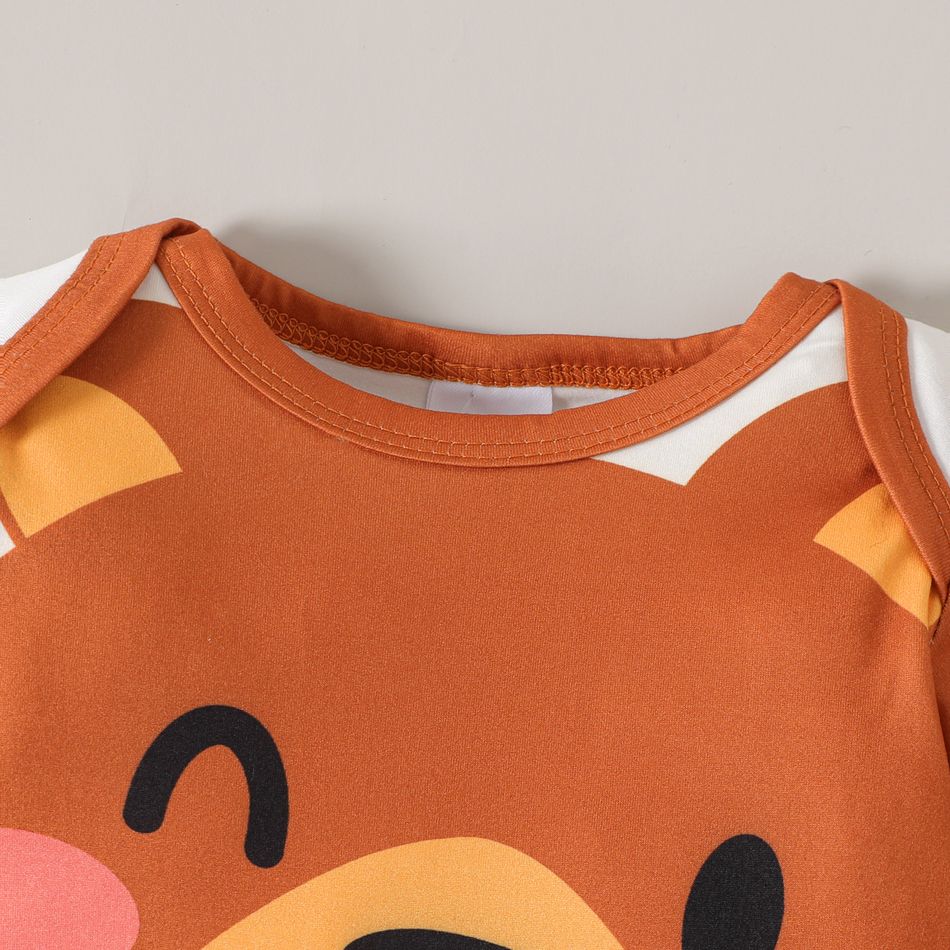 Baby Boy/Girl Animal Print Long-sleeve Jumpsuit Brown big image 4
