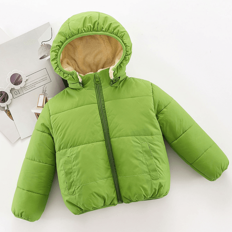 Baby / Toddler Causal Fluff Solid Long-sleeve Hooded Coat Green