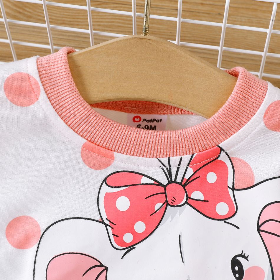 Baby Boy/Girl Elephant Print Polka Dot/Striped Long-sleeve Sweatshirt Pink big image 4